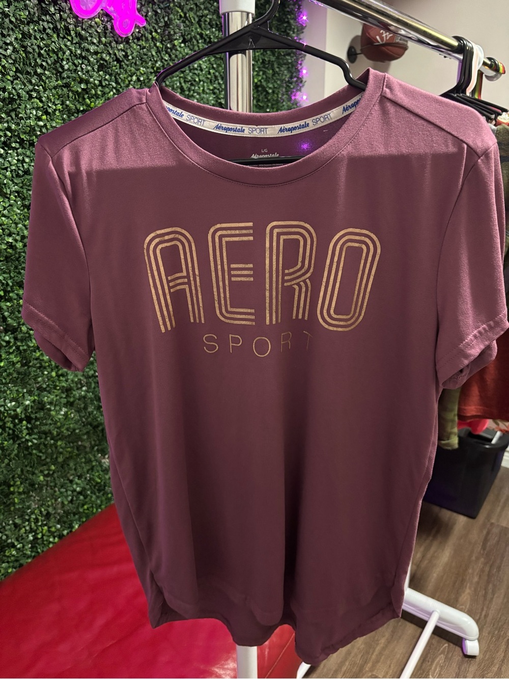 Aeropostale Women's AERO Sport Short Sleeve Tee - Mauve Plum